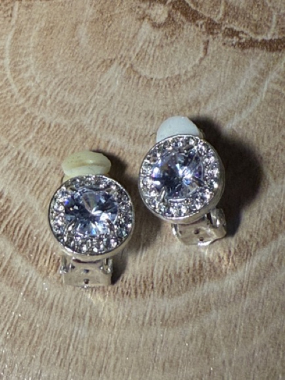 Silver-Tone Clear Crystal Halo Clip-On Earrings - Women Jewelry